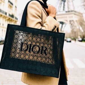 ⚜️Dior Black Mesh Tote with Intricate Pattern GWP ⚜️